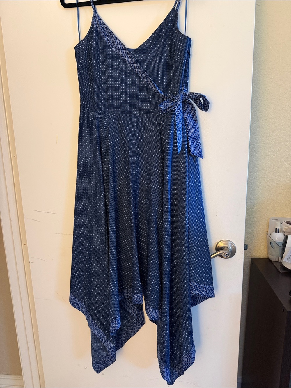 Banana Republic Navy Blue Polka Dot Wrap Dress